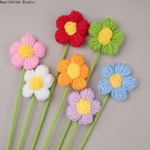 42cm Crochet Sunflower Artificial Flowers, Hand-Knitted Bouquet, Decorative for Bride Wedding Party (Sports & Outdoor Camping & Hiking Hammock Accent)
