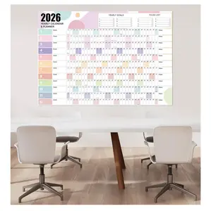 2026 Large Wall Calendar 55 x 37in Pastel 12 Month Annual Planner Wet Dry Erase Laminated for Office Home School Classroom Planning Organizing Horizontal Layout