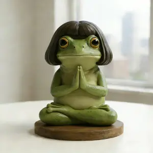 Cute Yoga Frog Ornament, Bobo Head Meditating Frog Statue, Animal Desktop Decor, Yoga Lover Gift, Christmas, Halloween, Thanksgiving Gift, Art Figurine