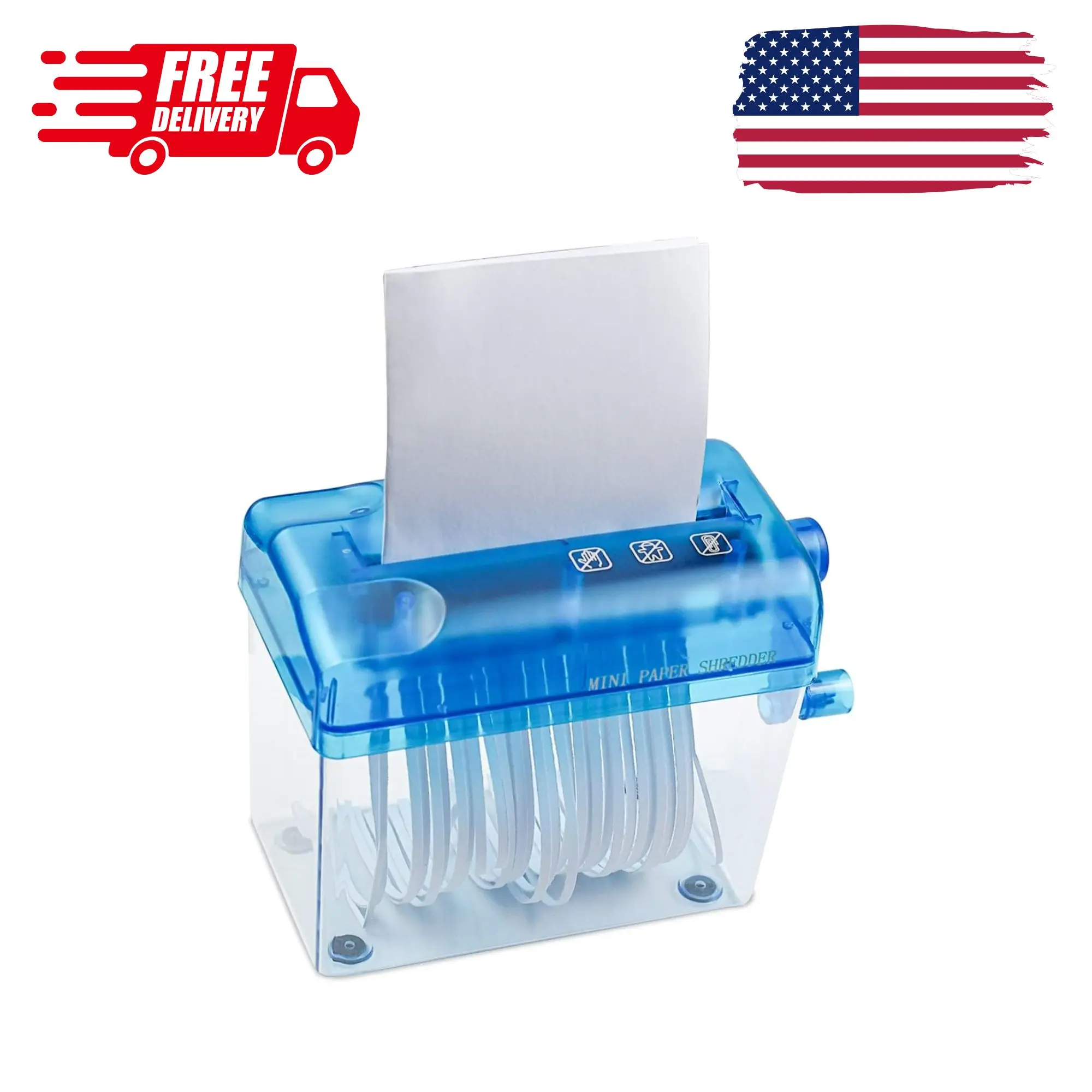 Mini Hand Shredder Portable Paper Shredder for Office Home Blue