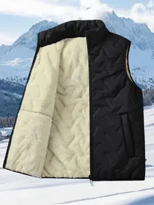 Men's Vest Autumn Winter Fleece Lined Thick Warm Sleeveless Jacket Versatile Waistcoat Casual Oversize