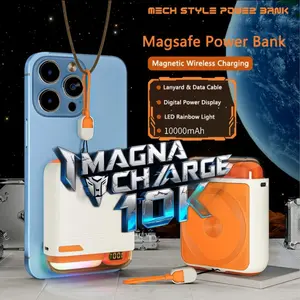 MagnaCharge 10K 10000mAh 20W Magnetic Wireless Power Bank With Stand Cable USB-C For iPhone 15 Samsung Fast Charging External Auxiliary Battery