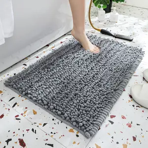 Upgraded Chenille Bath Rug, Soft Plush Bathroom Mat, High Absorbent Non-Slip Thick Washable Carpet, Home Decor Accessory