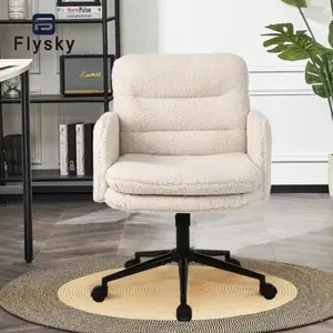 Flysky Home Office Furniture Ergonomic Desk Chair, Modern Mid Back Computer with Wheels Adjustable Height Upholstered Swivel Chair