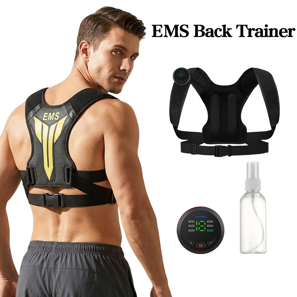 WOFLEND EMS Back Trainer - Adjustable Fit with Digital Display and Spray Bottle for Enhanced Workout Experience Massage Stimulator
