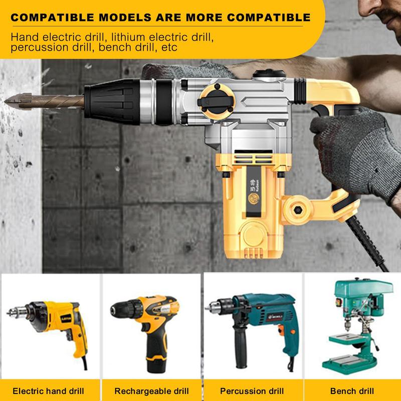 7PCS High-hardness Sawtooth Eccentric Drill Bit Set, Power Metal-Tool Accessories for Tile, Ceramic, Glass, Marble, Concrete, Stainless Steel, Hardware, Heavy Duty Tool Accessories, Ceramic Drill Bits