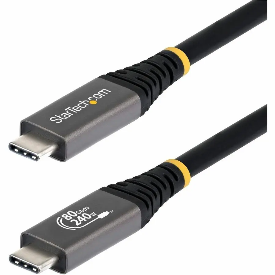 StarTech 1.5ft 45cm USB4 Cable 80Gbps USB-IF Certified USB-C Cable 240W 8K 120Hz/4K 240Hz DP2.1 Thunderbolt 4 Compatible Black