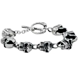 Mens Stainless Steel Skull Bracelet