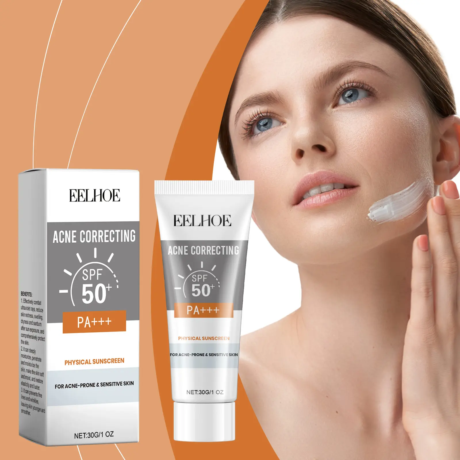 Tinted Hydrating Moisturizing Sunscreen SPF 50 PA+++, Universal Water-Resistant Non-Greasy Facial Sunscreen for All Skin Types, Prevents Sunburn & Tanning, Tinted Sunscreen