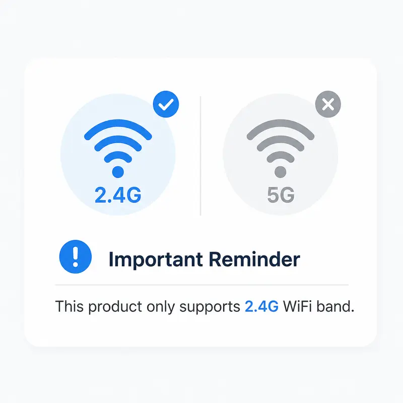 xpai Camera Accessory - Important Note: This device only supports 2.4G Wi-Fi; select a network without the 5G suffix for connection; reach out to customer service for related issues