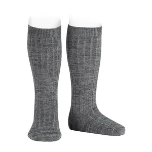 CÓNDOR Merino Wool-Blend Rib Knee Socks- Light Grey