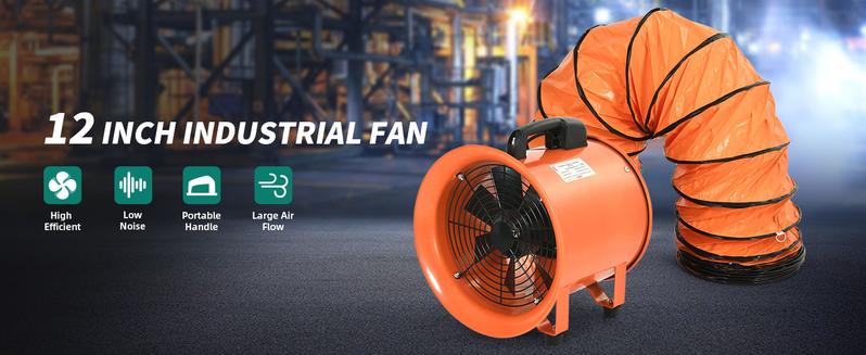 YITAMOTOR Exhaust Fan 12 Inch, Utility Blower Extractor Fan High Velocity, Portable Ventilation Fan with 16FT Ventilator Duct Hose for Industrial, Paint Booth (12 Inch Fan with 5M Hose) ladder  machine