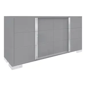 [MothersDayGift] AMERLIFE 54" W High Gloss 6 Drawers Dressers with Silver Grooved Handles, Modern Storage Chest of Drawers with Wide Tabletop,for Bedroom/Dressing Room