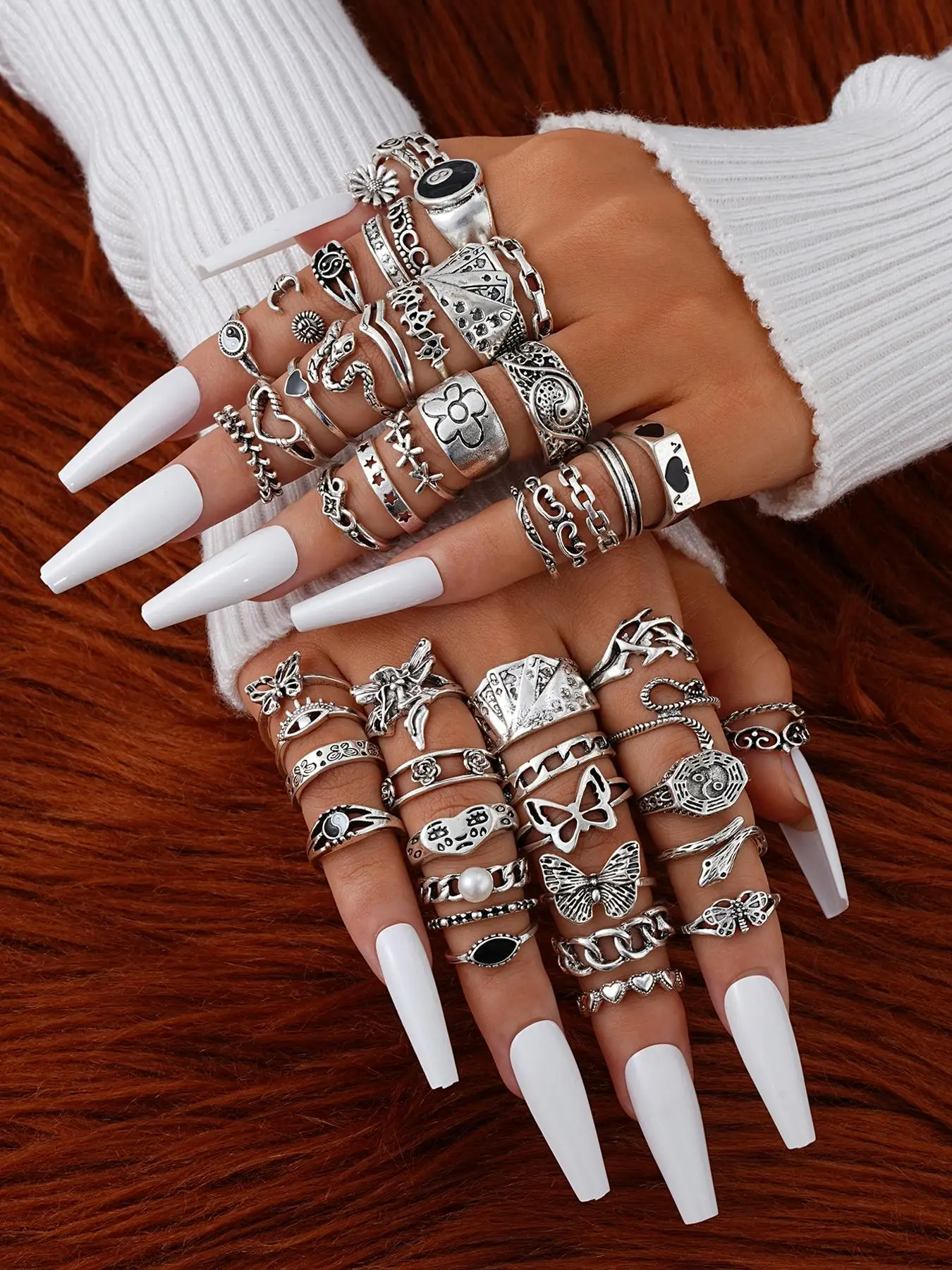 Vintage Punk Style Mixed Ring Set, 2024 New Style Fashion Jewelry for Party, Daily Clothing Decor, Trendy All-match & Exquisite Jewelry for Birthday G