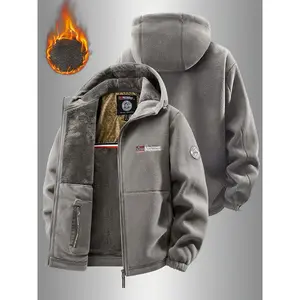 Heavyweight | Thermal] Heavyweight Thermal Men's Fleece Jacket |   Hooded Winter Coat with Zipper, Multi-Pocket, Stand Collar Design - Red Casual Outerwear for Cold Weather, Outdoor Activities, Everyday Use