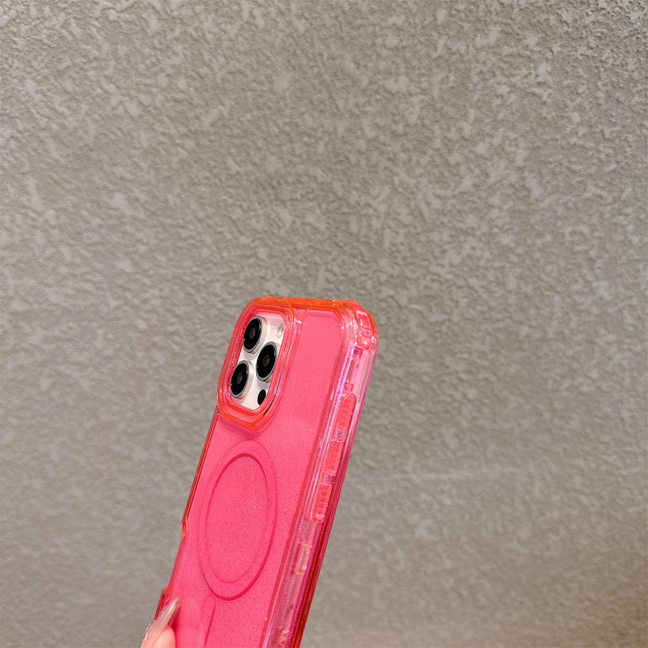 Transparent Phone Case for iPhone 17 16 15 14 13 12 Pro Max Plus Anti-Drop Glitter MagSafe Shockproof Protective Cellphone Cover Protection Casing