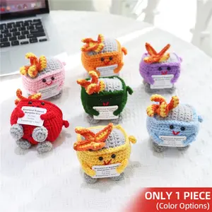 Emotional Support Mini Crochet Garbage Truck, 1 Count Cute Handmade Knitting Garbage Truck, Positive Energy Ornament, Desktop Decoration for Home Office, Home Decor Ornaments