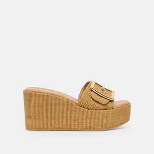 Dolce Vita JILIAN WIDE WEDGES MOCHA RAFFIA - Wide