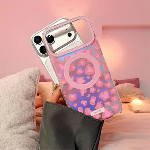 Magnetic Protective Smartphone Case - Leopard Print Light and Shadow Cartoon Design, Full Anti-Drop Coverage, Customized Secure Fit Stylish Accessory for iPhone 15 Pro/16/17 Pro Max, Compatible with Handheld Cellphone Devices