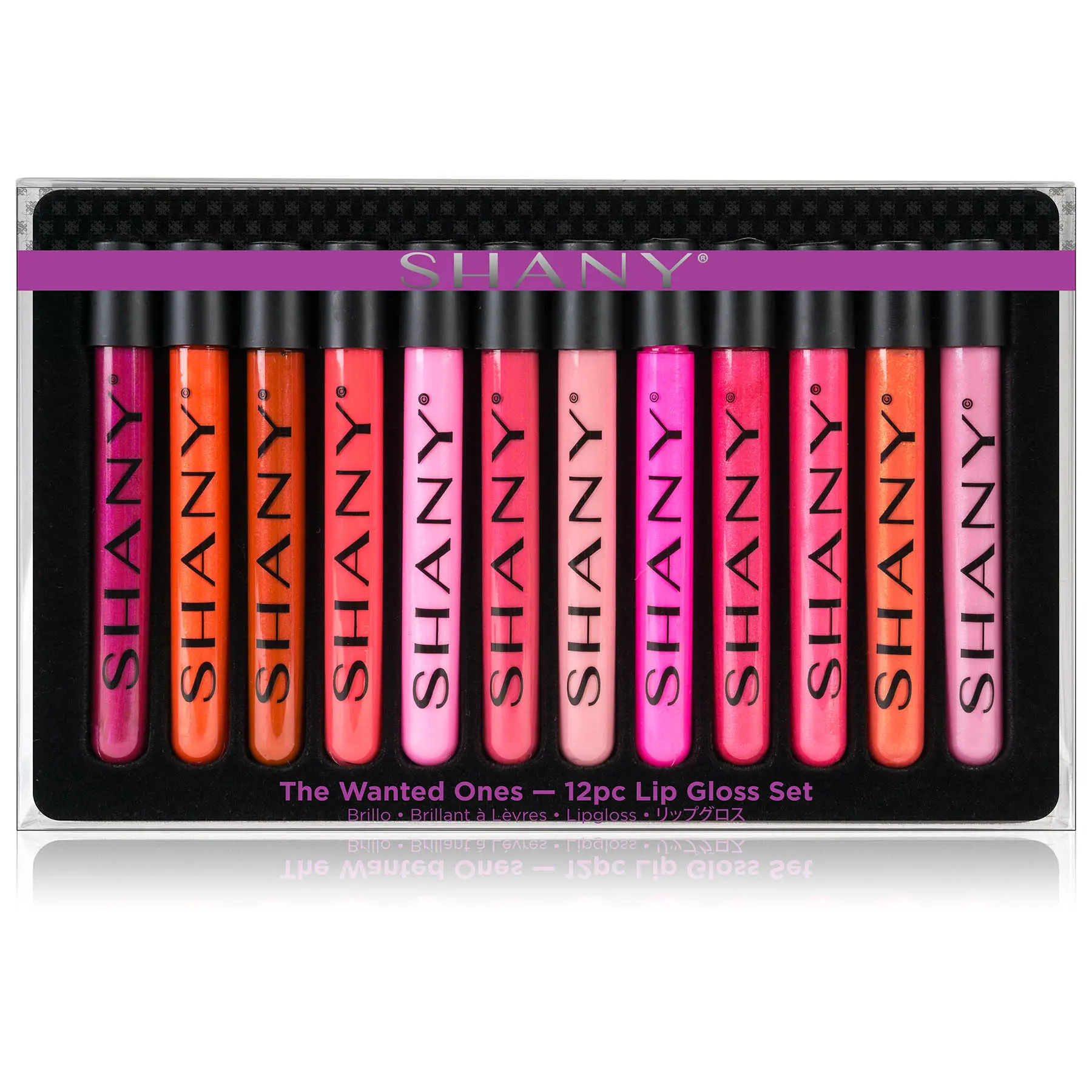 SHANY Lip Gloss Makeup Set, 12 Piece Professional Lip Color Collection with Shimmer and Pearl Finishes, Enriched w Aloe Vera Vitamin E, Long Lasting Glossy and Moisturizing Lip Luminizer