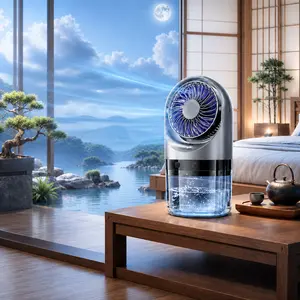 Portable air conditioner humidifier fan, 5000mAh mist fan with USB-C charging, multiple wind speeds, portable all-in-one air conditioner fan, USB rechargeable mini air conditioner fan, suitable for home, office, or dorm use.