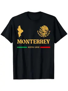 Monterrey Mexico Emblem Soccer Tee - Soft & Comfortable, Black Round Neck