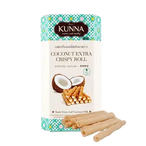 KUNNA Coconut Rolls 70g - Crispy Thai Wafers, Popular Snack from Thailand, Sweet Egg Rolls