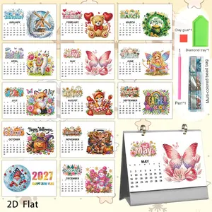 2027 Cute Holiday Diamond Painting DIY Calendar Set, New Year Desk Calendar, Creative Handmade Decor, Perfect Gift for Christmas