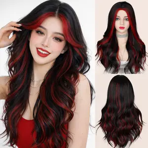 Glueless Synthetic Wig Body Wave Side Part Two Tone Peekaboo Wear Go For Women Daily Use Party Date Night