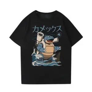 [Sale up to 45%] Blastoise Japanese Tee, Katakana Water Cannon Pokémon Graphic Shirt, Kanto Region Streetwear, Retro Anime Aesthetic, Otaku Power Style Cotton Top