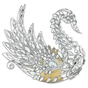 August & Leo 9" Jeweled Glitter Swan Décor with Flameless Candle