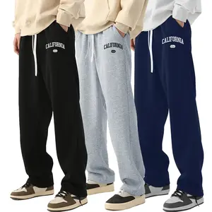3-piece set, men's elastic waistband sports casual pants, Menswear, Trouser, fashionable casual comfortable loose sports pants,street style men's large clothing,letter design,sports pants that can be worn all year round,suitable for running fitness pants