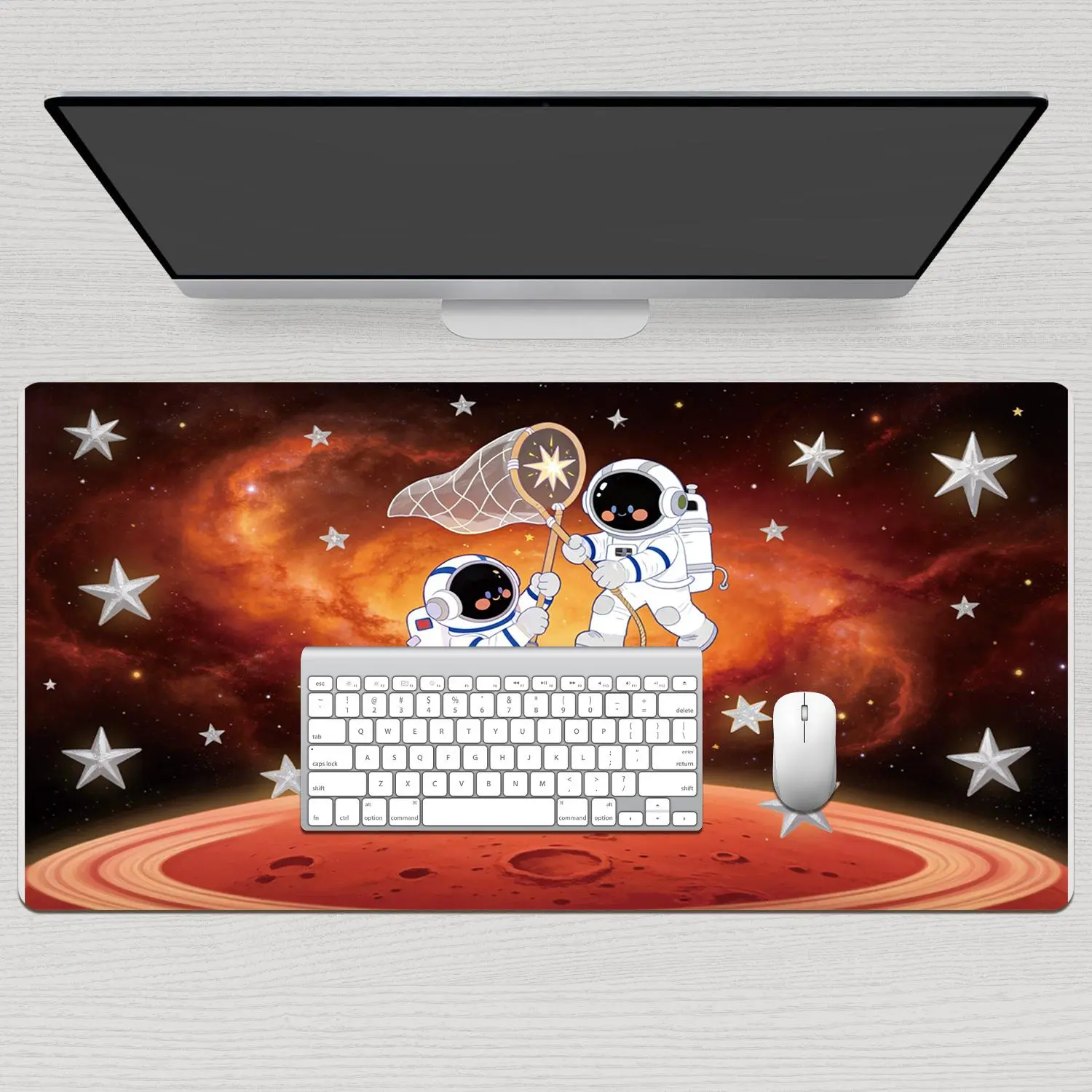 LIVEKEY LED Gaming Mouse Pad - Glowing Heart & Starry Sky Design, 31.5in x15.75in Large Size Desk Mat, Non-Slip Rubber Base, Precision Control Surface, Durable Stitched Edge, PC Gamer Accessory