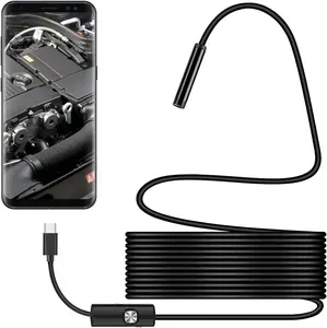 Endoscope with Light, USB HD Snake Borescope with 8 Adjustable LED Lights, IP67 Waterproof 16.5FT Inspection Cord Snake for iPhone15,Android Phone,PC Tablet