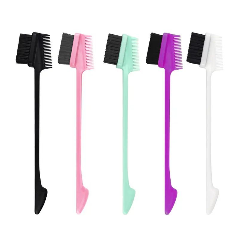 Double-Sided Edge Brush with Soft Boar Bristles, 17.5cm Plastic Hair Comb for Women, Travel-Friendly Styling and Dyeing Tool
