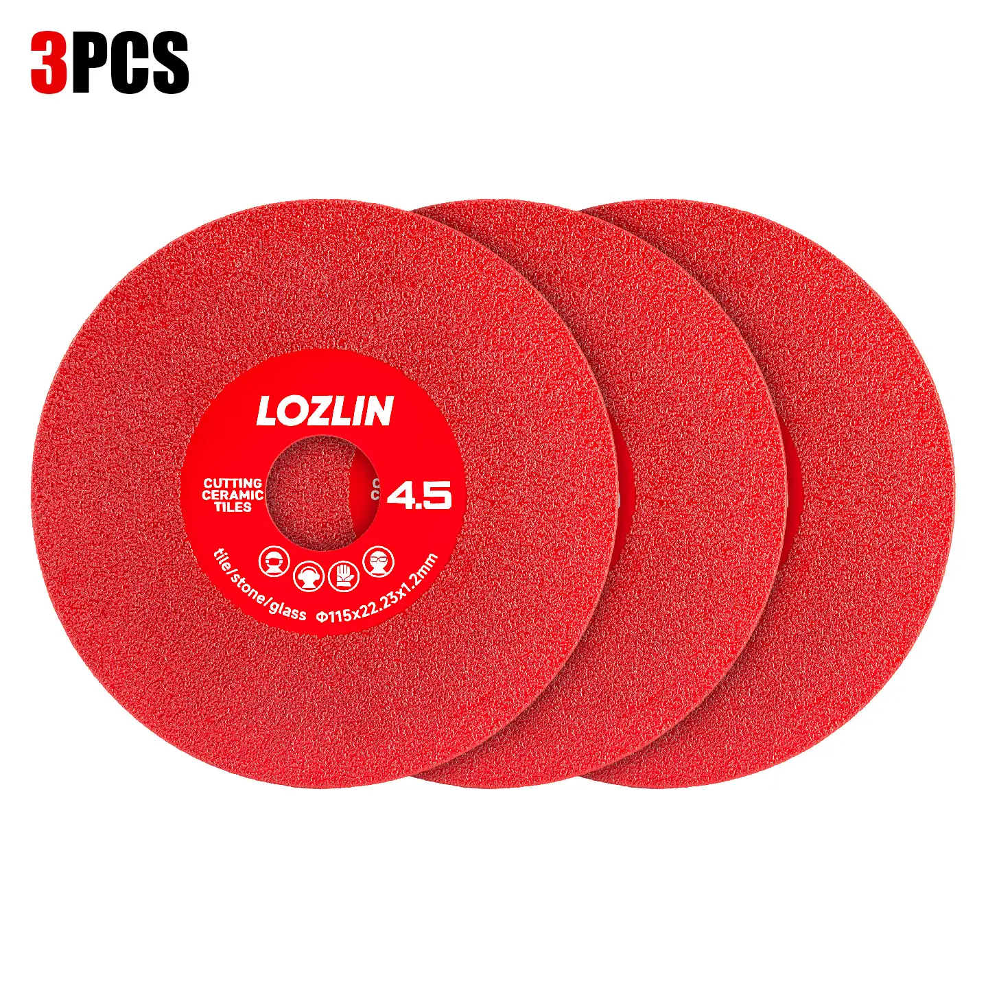LOZLIN 3PCS 4.5" Diamond Saw Blades - 22.23mm Arbor for Cutting, Grinding & 45° Chamfering | Tile, Marble, Stone Cutting Tools Sanding Disc