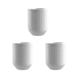 212 MAIN Large Diamond Stoneware 3-Piece Food Storage Organizer Set - Containers, Embossed Texture Canisters, Bottles & Jars for Kitchen Organization