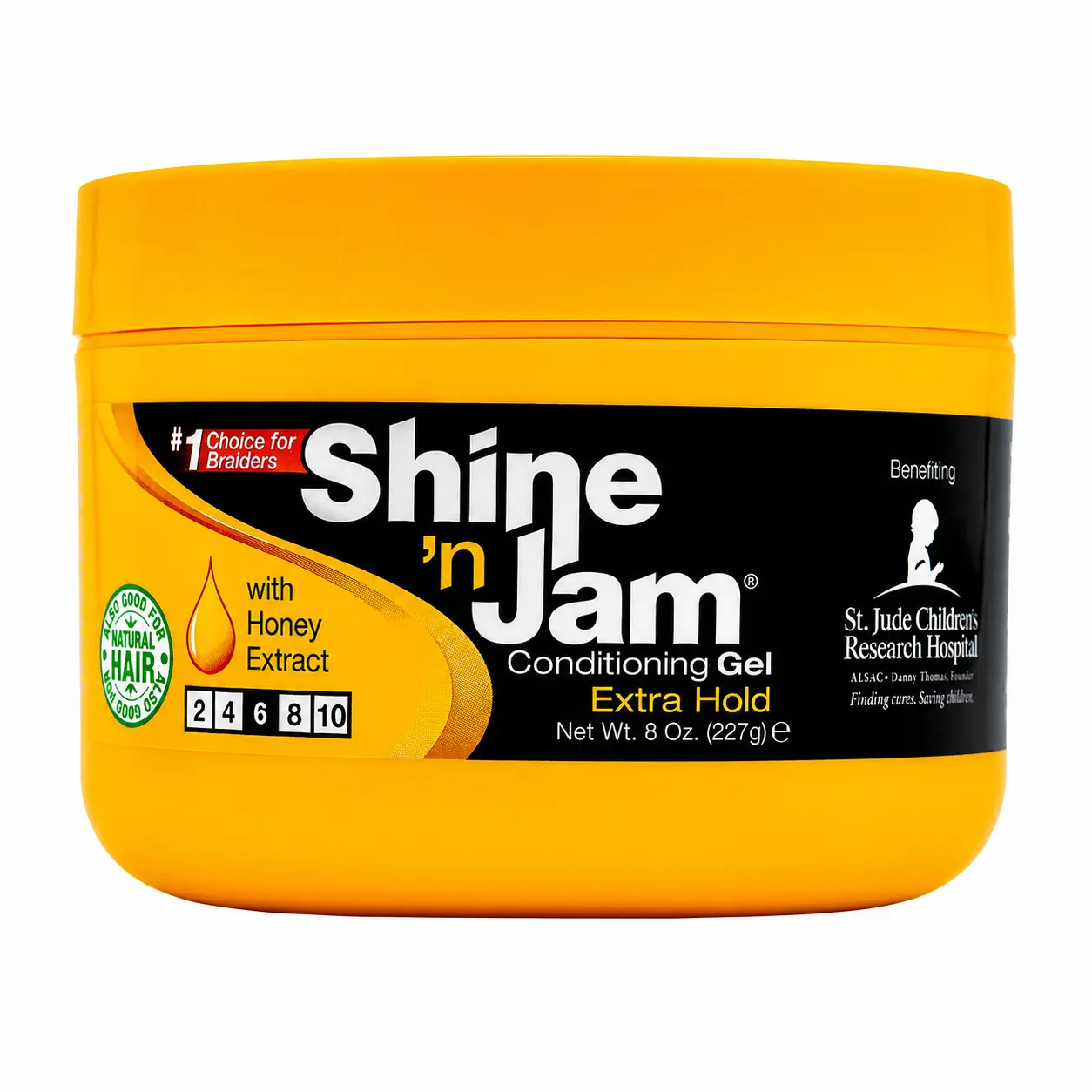 Shine-n-Jam Maximum Hold Gel with Honey Extract, 8 oz Edge Control Gel for Braids, Twists, Locs, Ponytails & Sleek Hairstyles, Non-Greasy Shine