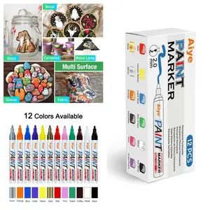 12 Color Permanent Oil-Based Paint Marker Pen Set, Waterproof Quick Dry Long-Lasting Fine Point Art Creation Markers Pens Durable Easy to Use Office Stationery Supplies Touch-Up for Tires,Rims,Auto Parts Tools Tire Lettering DIY, Car Mods Custom Xmas Gift