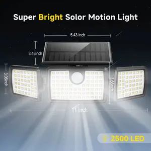 Mihani Solar  Waterproof Lights with 2500LM, 158 LEDs High Brightness, 270° Wide Angle for Yards, Patio, House, Garage