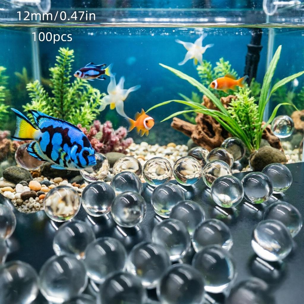 ADISEN 500pcs Clear Glass Beads for Vases, Decorative Fountains Centerpieces,100 Pcs Glass Beads Pebbles,for Vase Filler Flower Crafts Centerpieces and Wedding Decoration 0.47inch Water features, water tanks, fish tank decorations