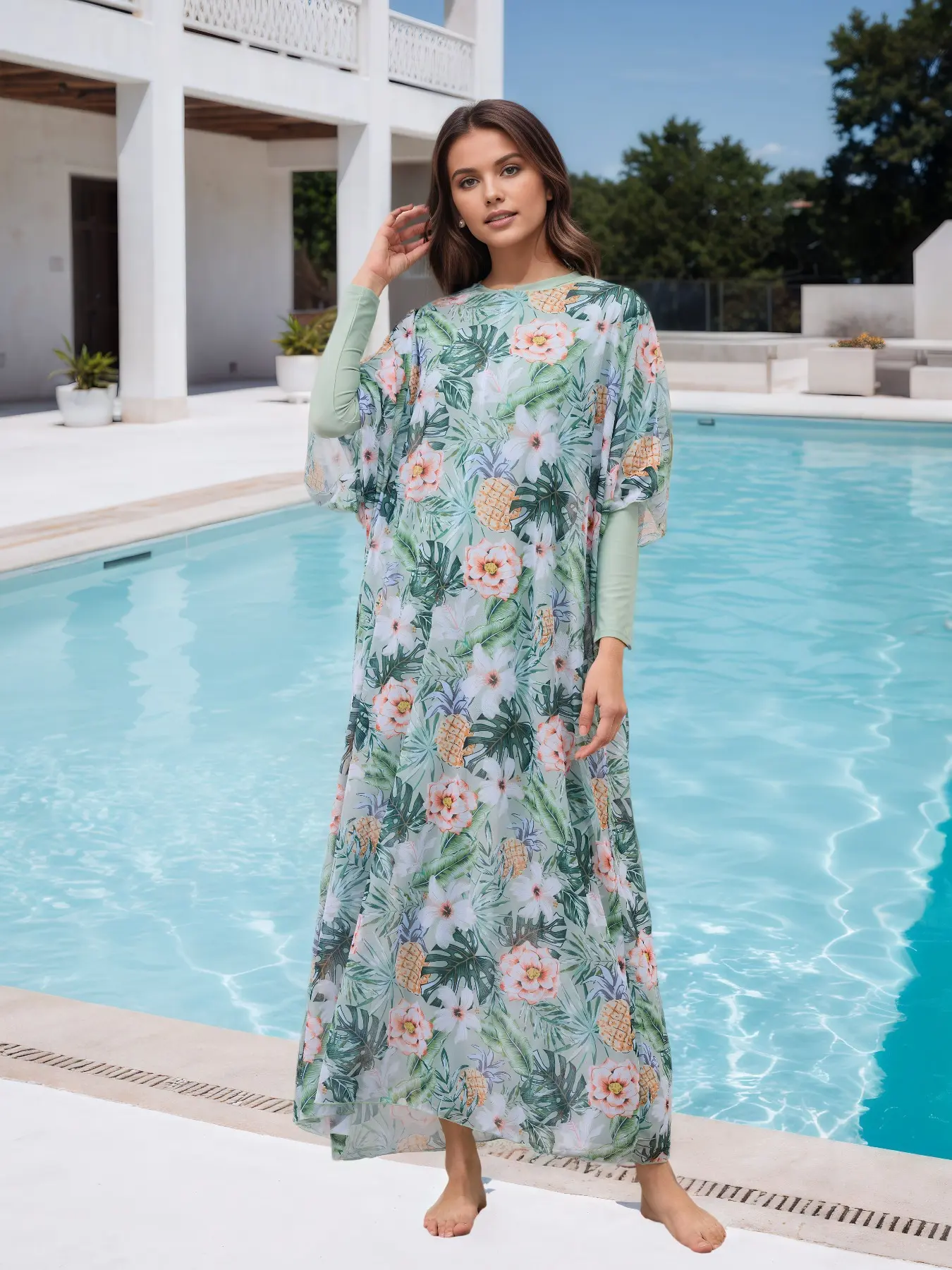 Muslim Women Fashion Swimsuit Set, Islamic Swimming Suit, Belly Concealing Slimming Modest Conservative Full Coverage Swimwear, Beach Sunscreen Bathing Suit, Full Coverage Swimsuits