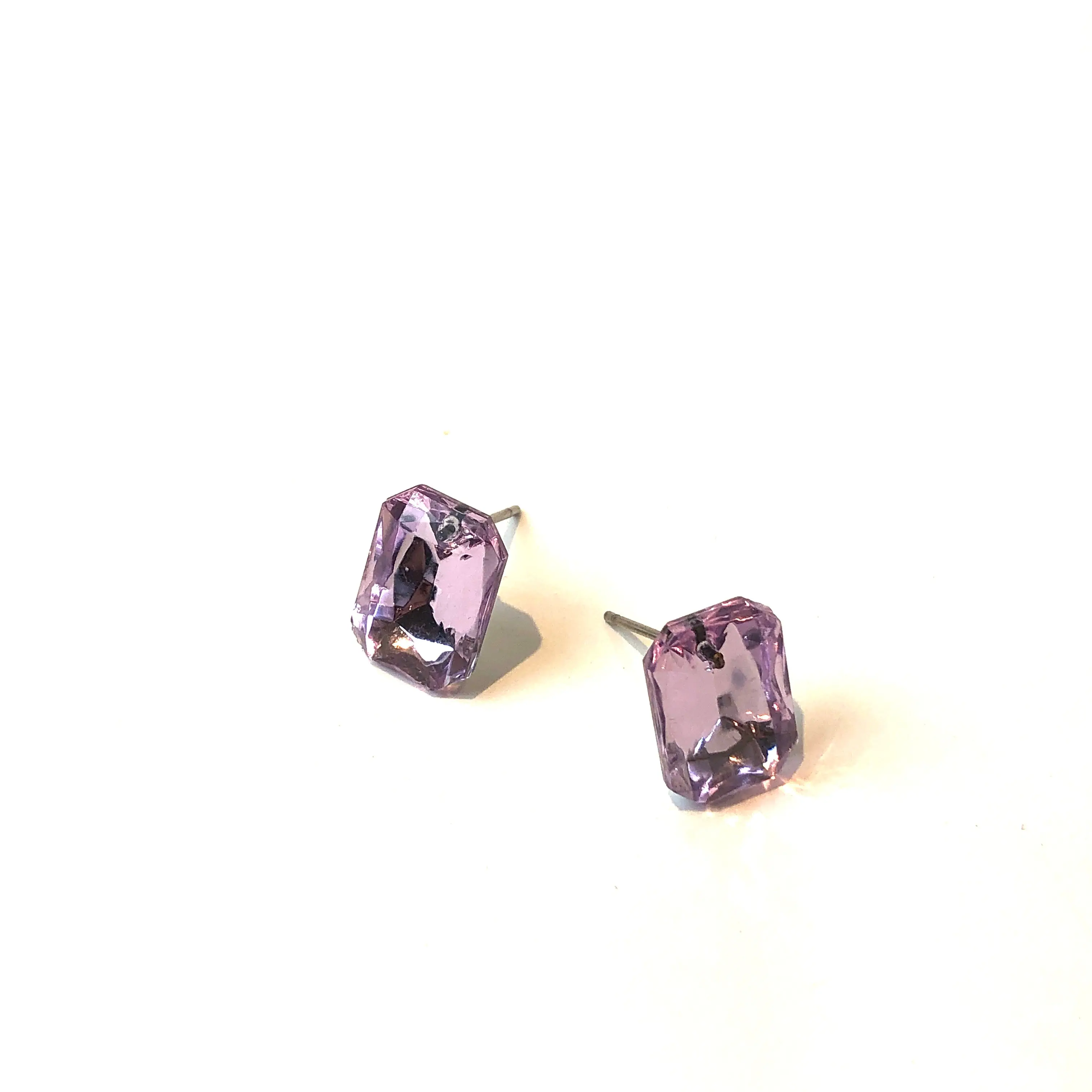 Lilac Small Rectangle Shine-On Stud Earrings