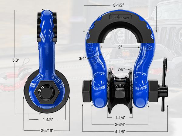 Nilight 3/4" D Ring Shackle with Towing Pulley 2 Pack 4.75 Ton (9500 Lbs) 7/8" Pin Heavy Duty Off Road Recovery Shackle with Isolators Washer Kit for Jeep Truck Tractor Vehicle ATV UTV Winch Strap Hook Synthetic Winch Rope Adjustable Ropes Black