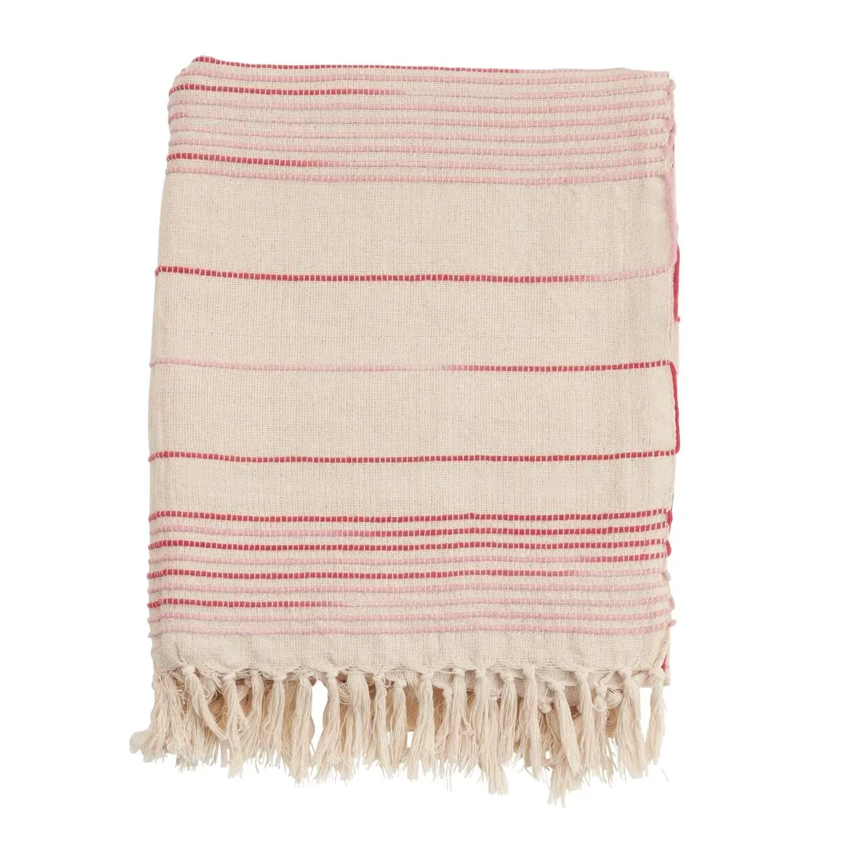 Saro Lifestyle TH358.R5060B Tassel Striped Throw Blanket, 50x60 in, Red