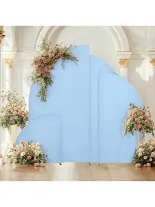 6ft (92x183cm) Light Blue Spandex Wedding Arch Backdrop Cover, Fitted 2-Sided Half Moon Arch Stand Cover, Commercial Event Decoration for Weddings, Baby Showers (Furniture Category)