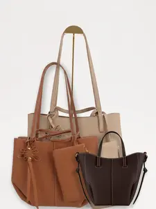 BIG & Medium with FREE MINI COMBO Genuine Leather Tote Bag -  Design with Matching Wallet, Waterproof, Elegant Style, Casual Use, Ideal for Shopping & Everyday Essentials