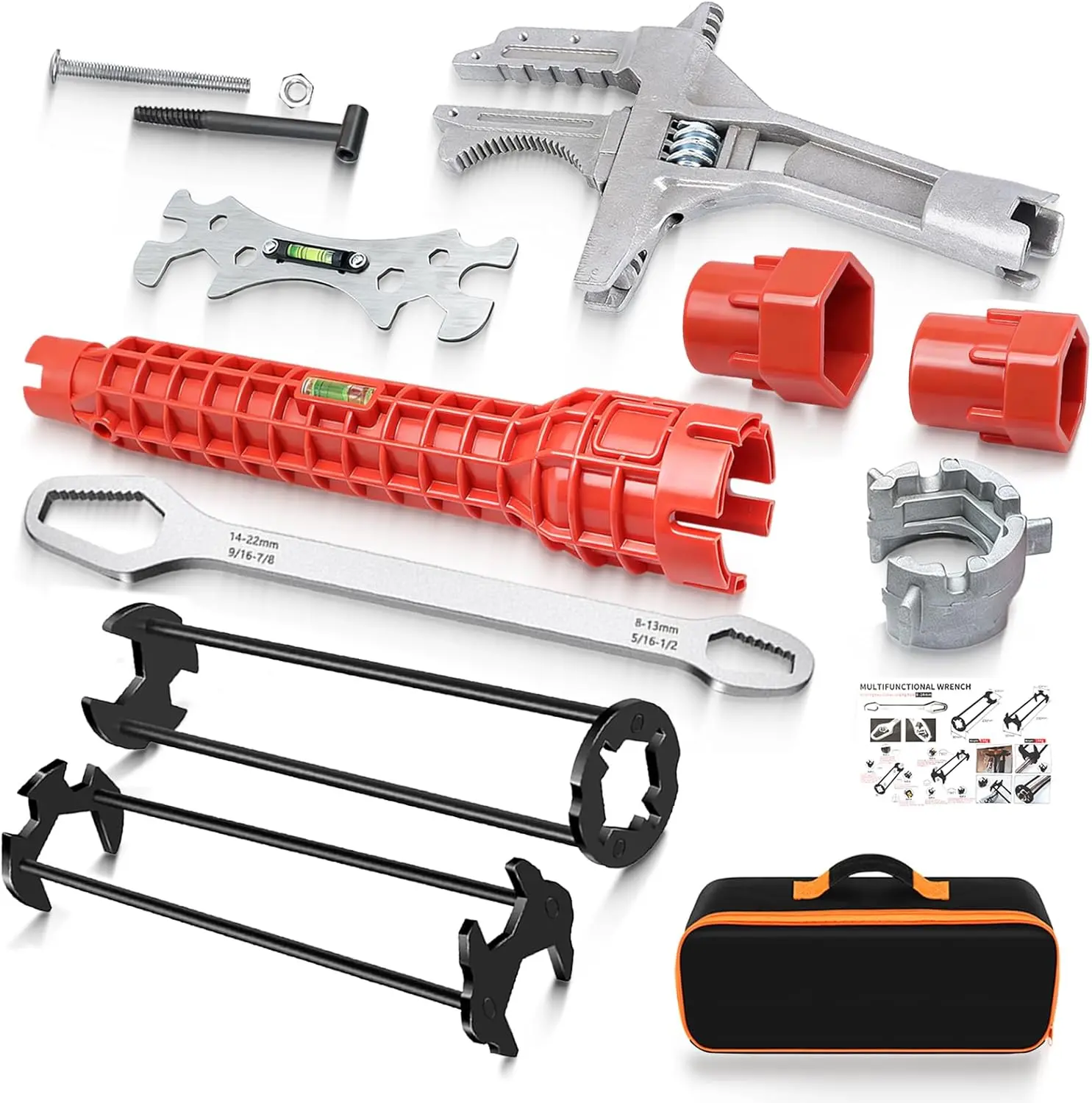 GPANDAG 7-Piece Plumbing Tool Set, Sink & Faucet Wrench Kit with Basin Wrench, Universal Plumber Wrench for Pipe Installation & Removal