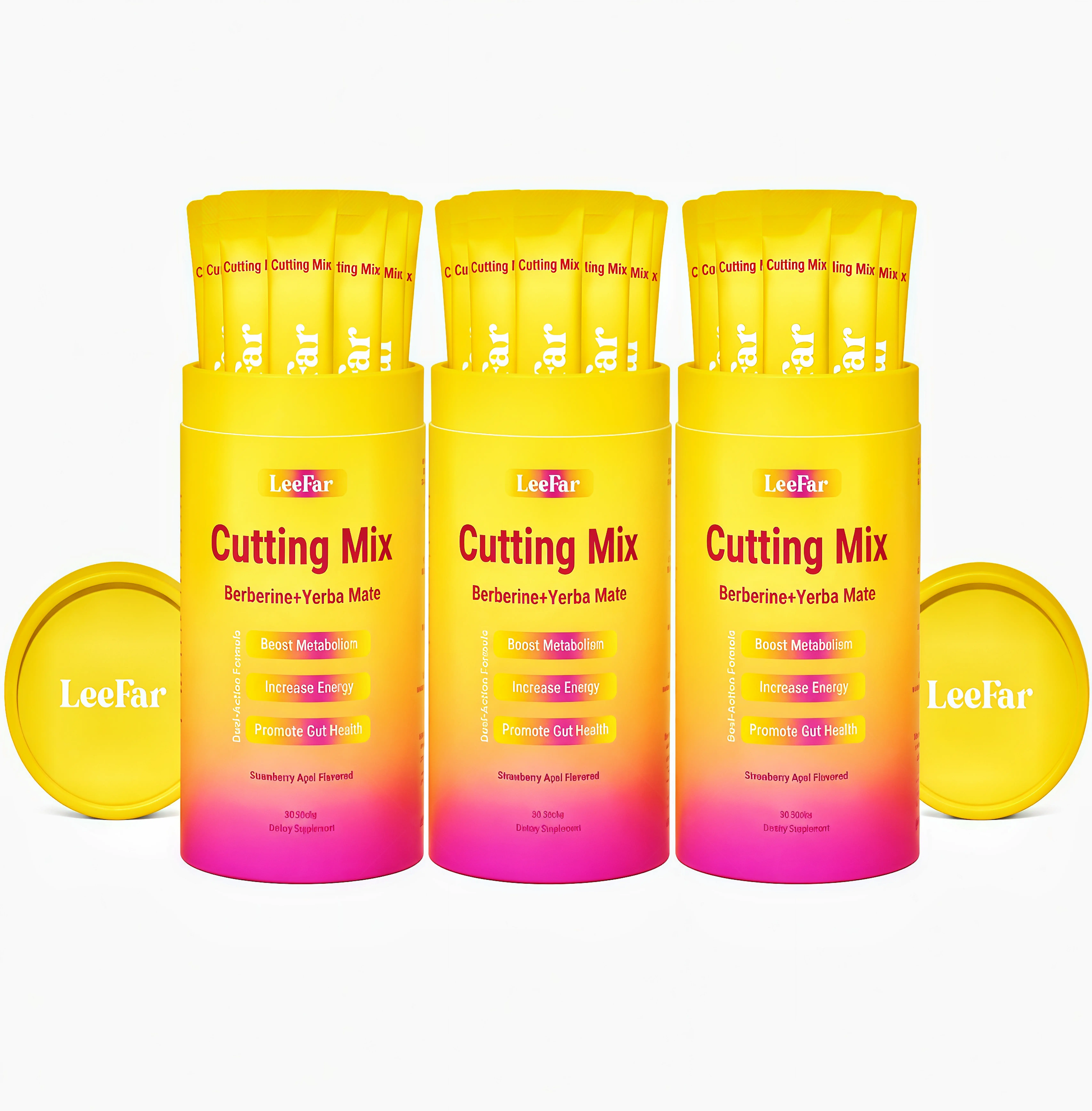 3 Piece LeeFar Cutting Drink Mix – | EF Strawberry Açaí Flavor – | (30 Servings)