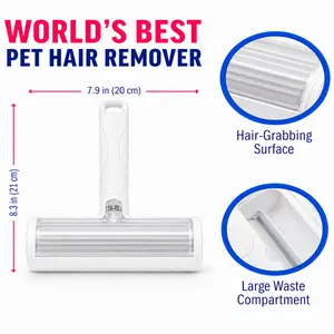 White Pet Hair Removal Roller – 20 cm Wide Reusable Lint & Fur Cleaner for Sofas, Carpets, Bedding & Pet Mats – Easy One‑Touch Empty Grooming Tool for Cat & Dog Hair Cleanup midyearsale